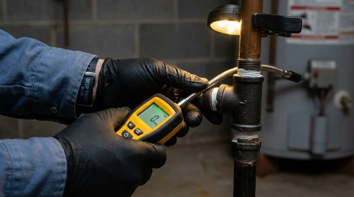Gas leak detection with electronic sniffer by Johns Plumbing LLC in Yoakum